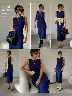 United Colors of Benetton Green B Sustainable Knit Midi Dress NWT S Minimalist